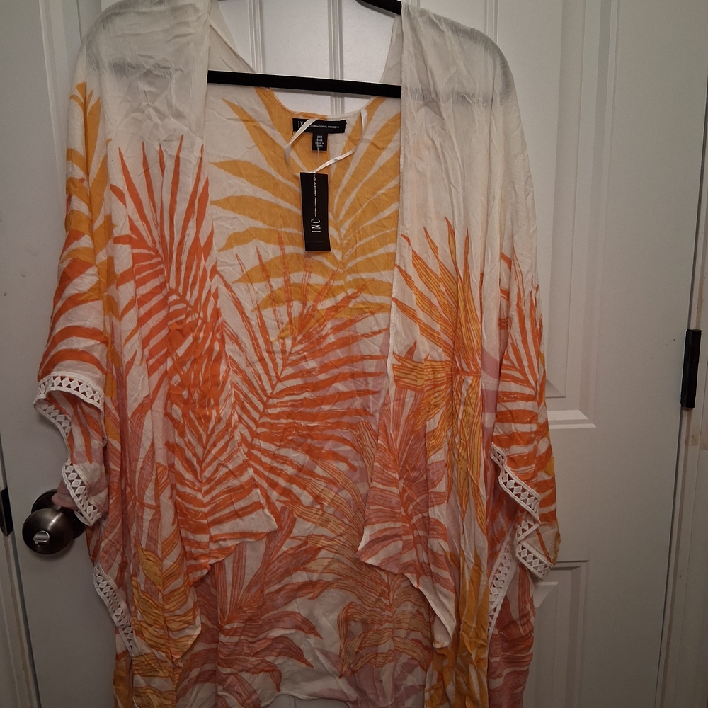 INC International Concepts Tropical Leaf Print Coverup
